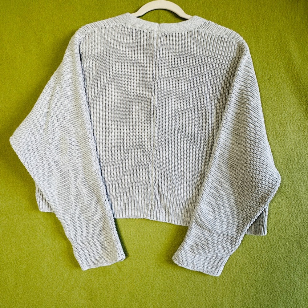 Forever 21 Womens Cropped Shaker Knit Cardigan Heather Grey V-Neck Small NWT - Picture 2 of 8